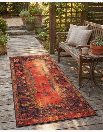 2' 7 x 5' 3 Easy-Clean Tribal Indoor / Outdoor Runner Rug