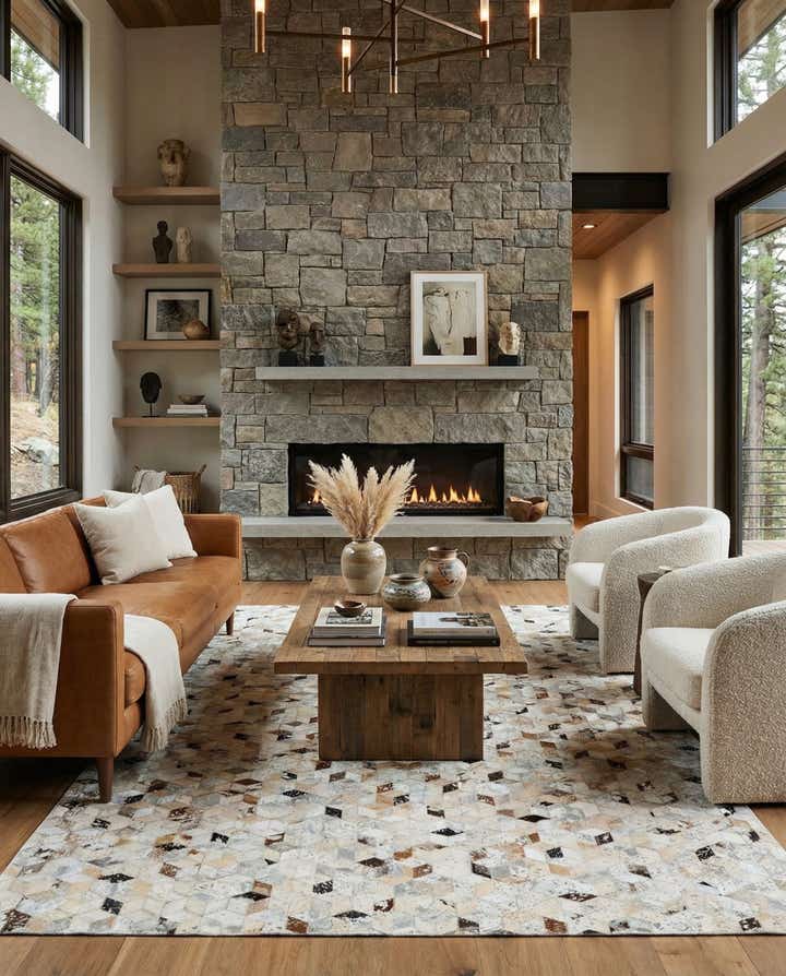 5' x 8' Cowhide Leather Rug