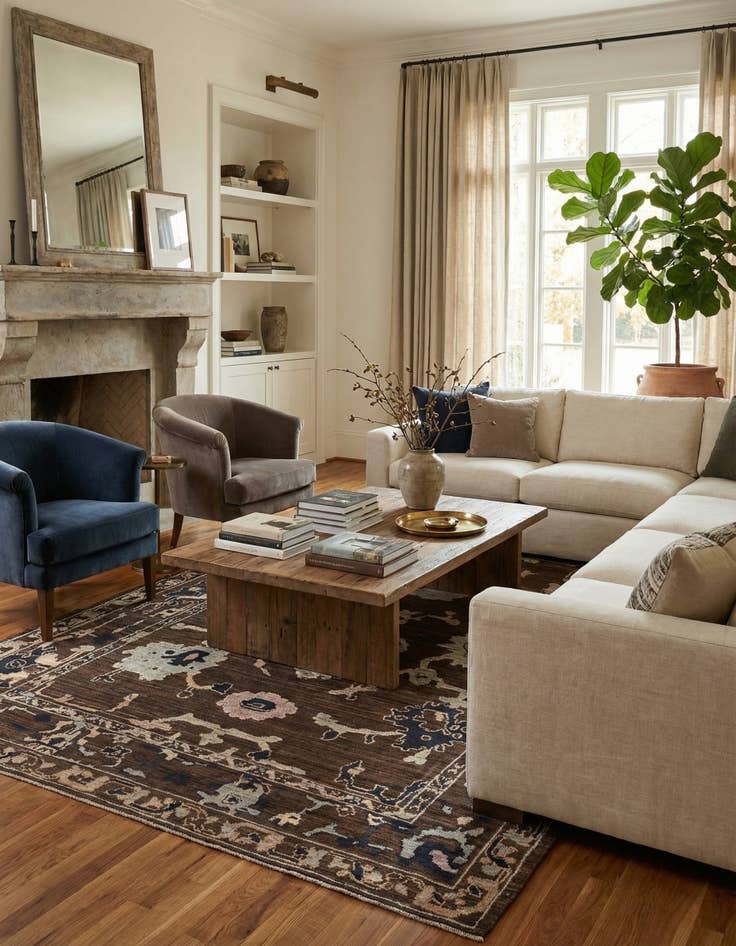 Detail image of 10' 2 x 13' 10  Hand Knotted Oushak Wool Rug