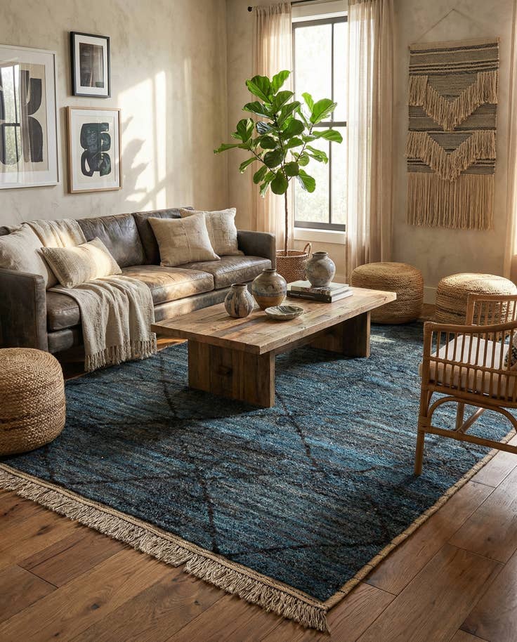 Detail image of 6' 5 x 9' 4 Hand Knotted Moroccan Wool Rug