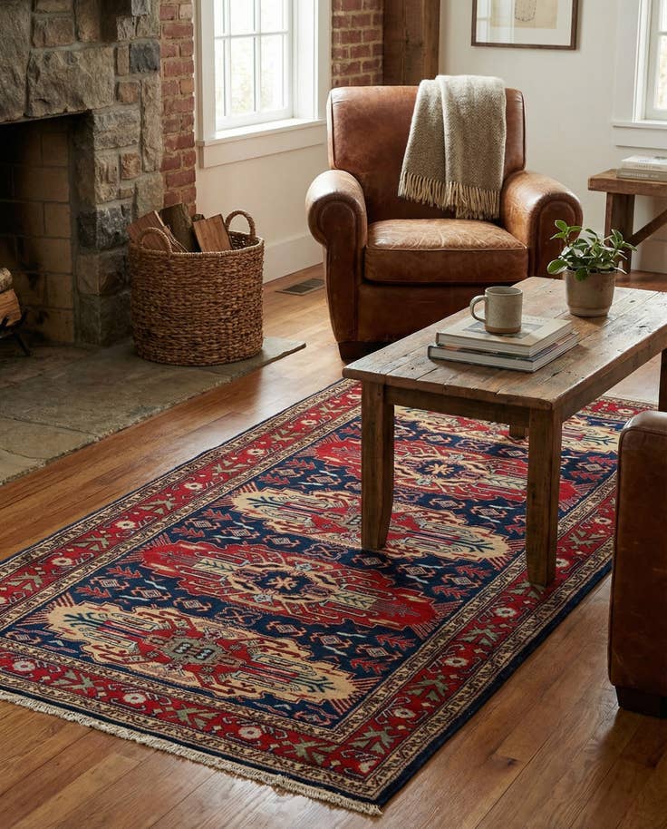 Detail image of 3' 11 x 7' 5 Hand Knotted Kazak Wool Rug