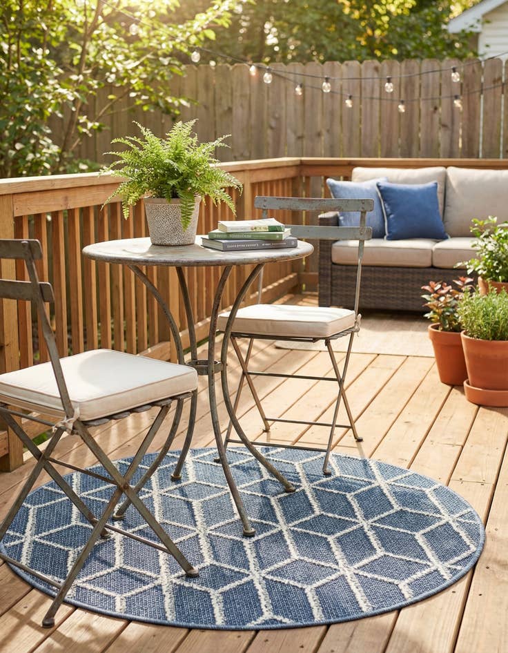 Detail image of  3' 1 x 3' 1  Washable Lattice Indoor / Outdoor Round Rug