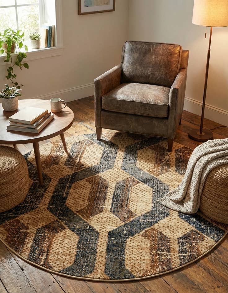 Detail image of 5' 3 x 5' 3 Saturn Round Rug