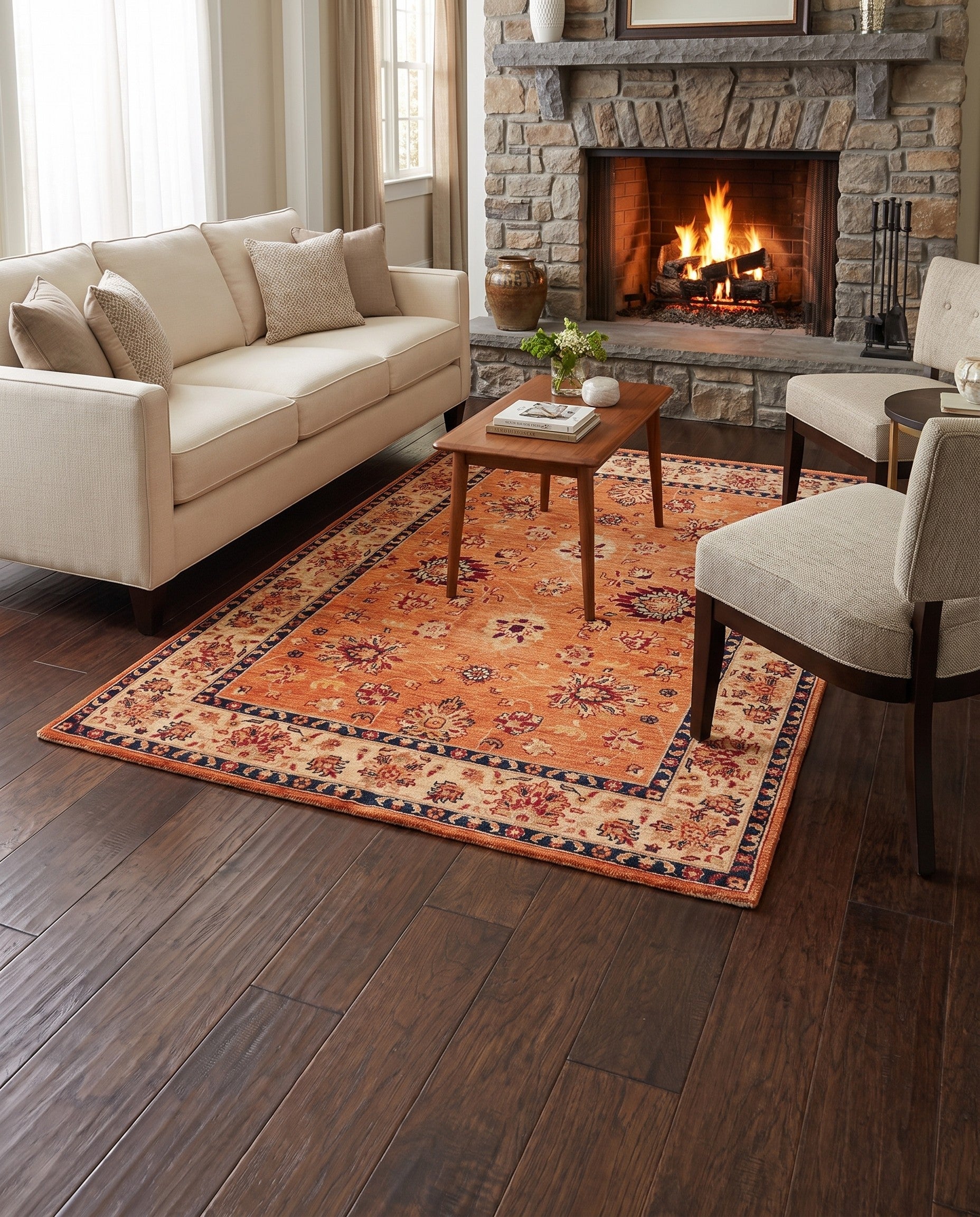 4' 11 x 6' 4 Hand Knotted Ziegler Rug