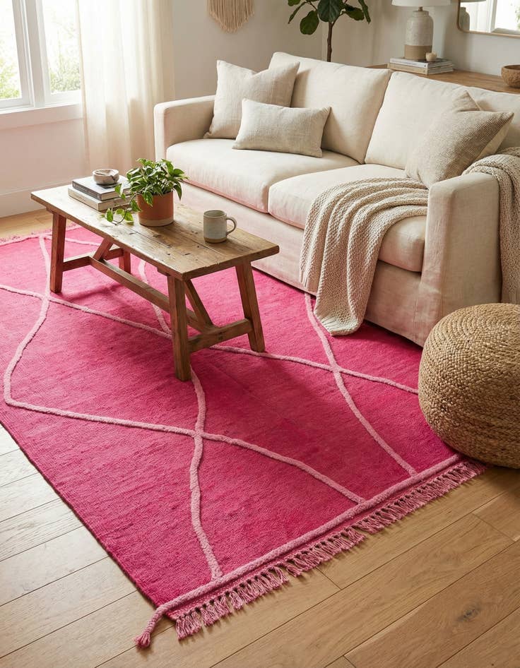 Detail image of 4' 1 x 6'  Hand Knotted Moroccan Wool Rug