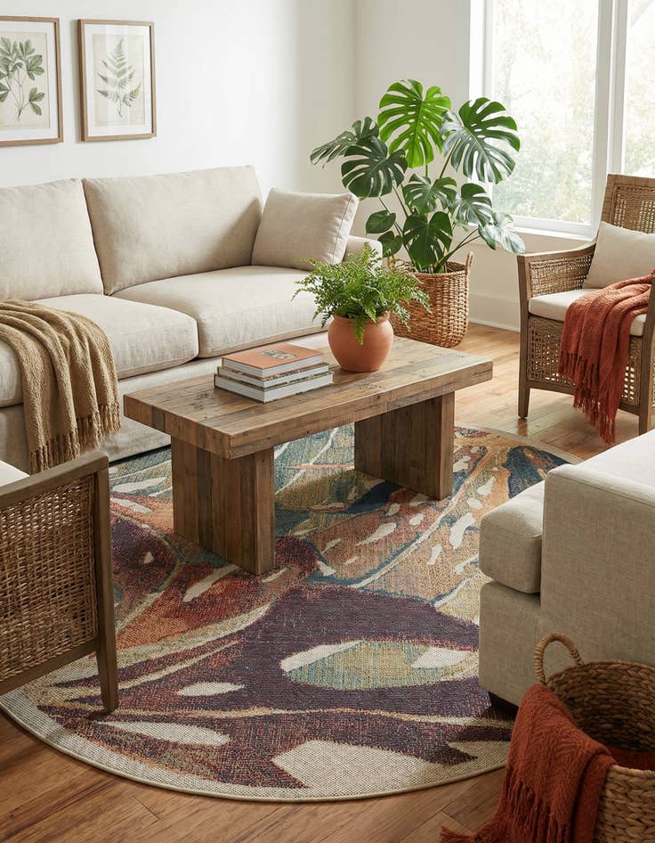 Detail image of  7' x 7'  Washable Baja Indoor / Outdoor Round Rug