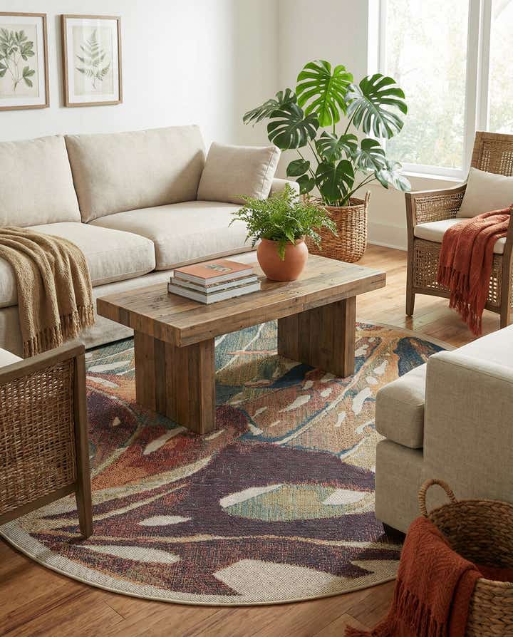 7' x 7' Easy-Clean Baja Indoor / Outdoor Round Rug