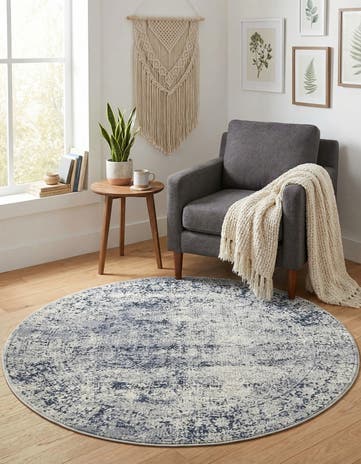 Blue Gray Eliza Round Rug