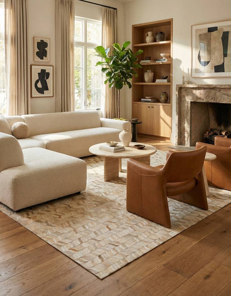 Detail image of 6' 8 x 9' 9 Cowhide Stocks Rug