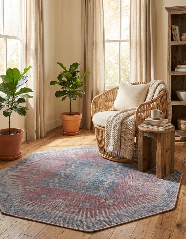 Detail image of  5' 3 x 5' 3  Washable Sisu Octagon Rug