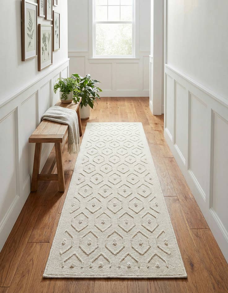 Detail image of  2' x 6'  Washable Trellis Textured Indoor / Outdoor Runner Rug