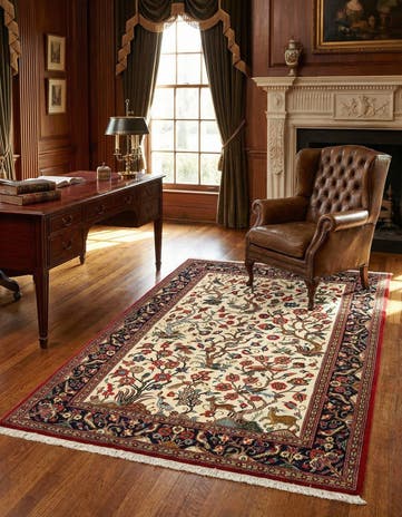 4' 8 x 7' Hand Knotted Qom Persian Rug
