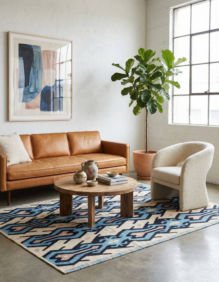 Detail image of  6' x 7' 10  Hand Woven Kilim Modern Wool Rug