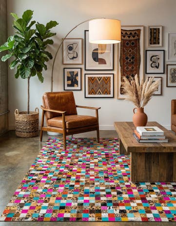 5' x 7' 10 Cowhide Leather Rug