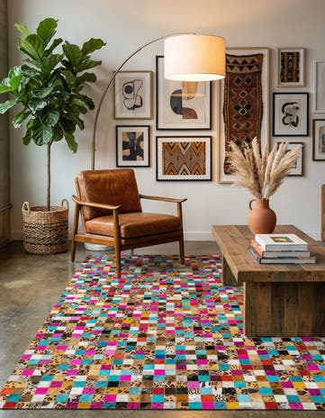 5' x 7' 10 Cowhide Leather Rug