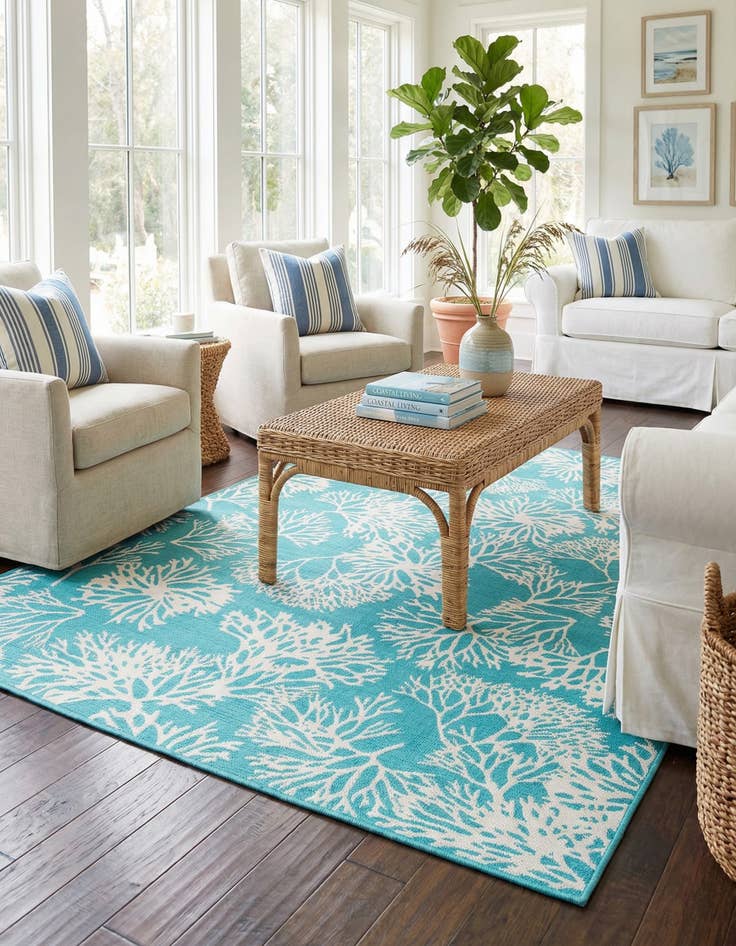 Detail image of 6' x 9'  Washable Coastal Indoor / Outdoor Rug