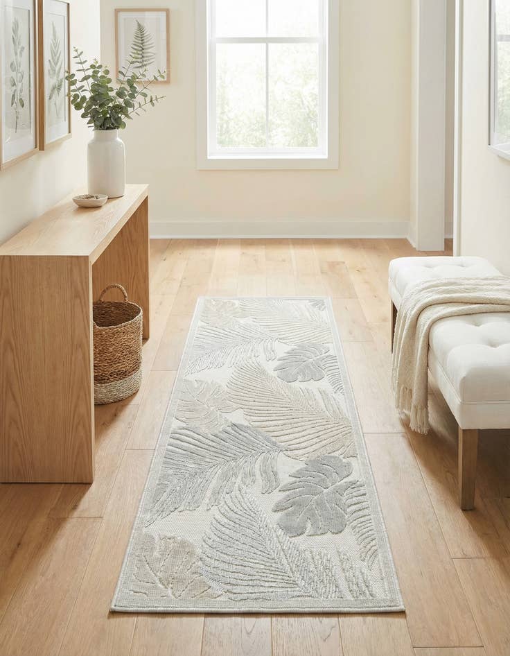 Detail image of 2' 2 x 6'  Washable Botanical Indoor / Outdoor Runner Rug