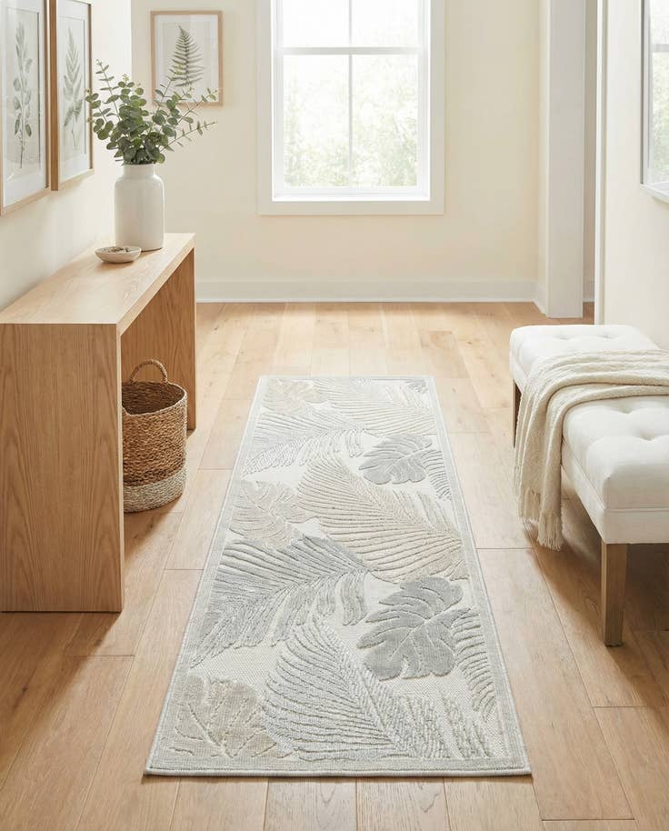 Detail image of 2' 2 x 6' Easy-Clean Botanical Indoor / Outdoor Runner Rug