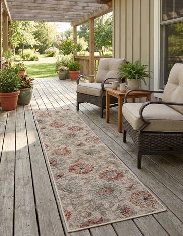 2' x 8' Easy-Clean Botanical Indoor / Outdoor Runner Rug