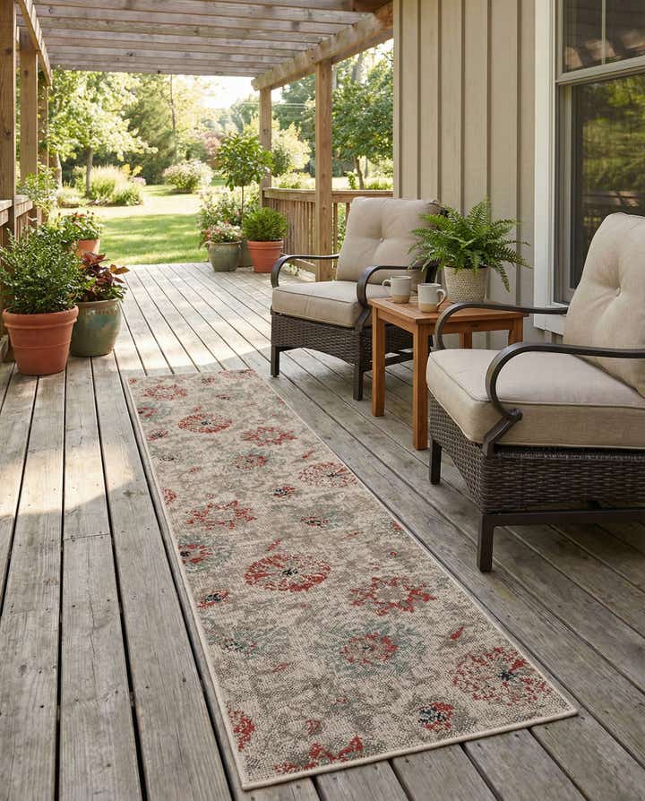 2' x 8' Easy-Clean Botanical Indoor / Outdoor Runner Rug
