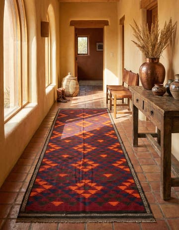 4' 10 x 12' 1 Hand Woven Kilim Afghan Wool Runner Rug
