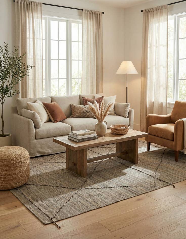 Detail image of 6' 5 x 7'  Hand Knotted Moroccan Wool Square Rug