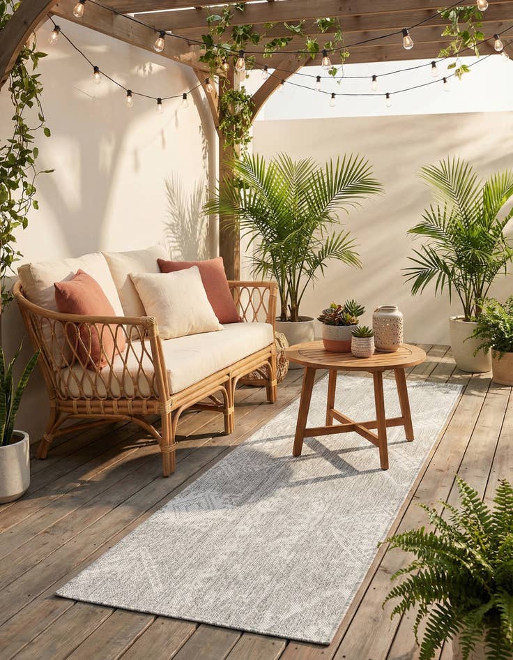 Detail image of 2' x 8' Easy-Clean Bohemian Indoor / Outdoor Runner Rug