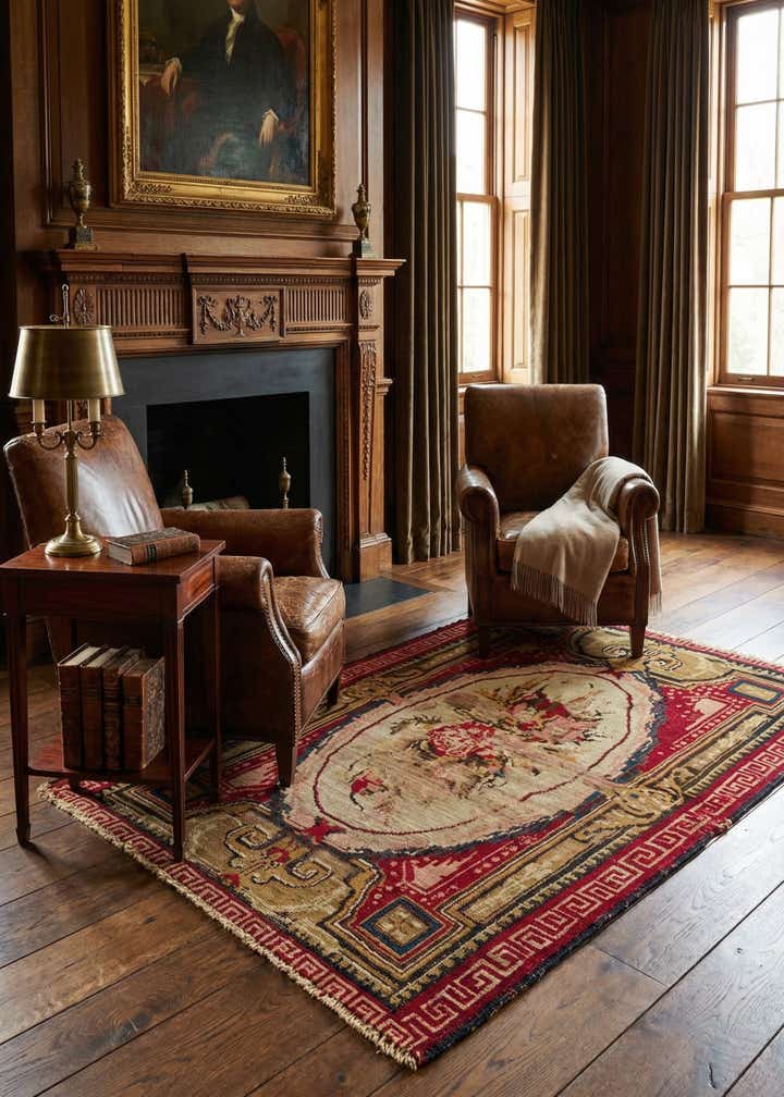 3' 9 x 5' 9 Hand Knotted Karabakh Persian Wool Rug