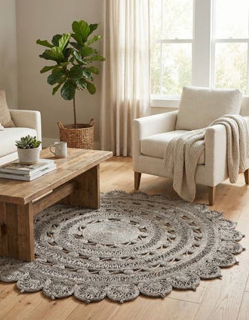 5' 1 x 5' 1 Handmade Braided Jute Round Rug