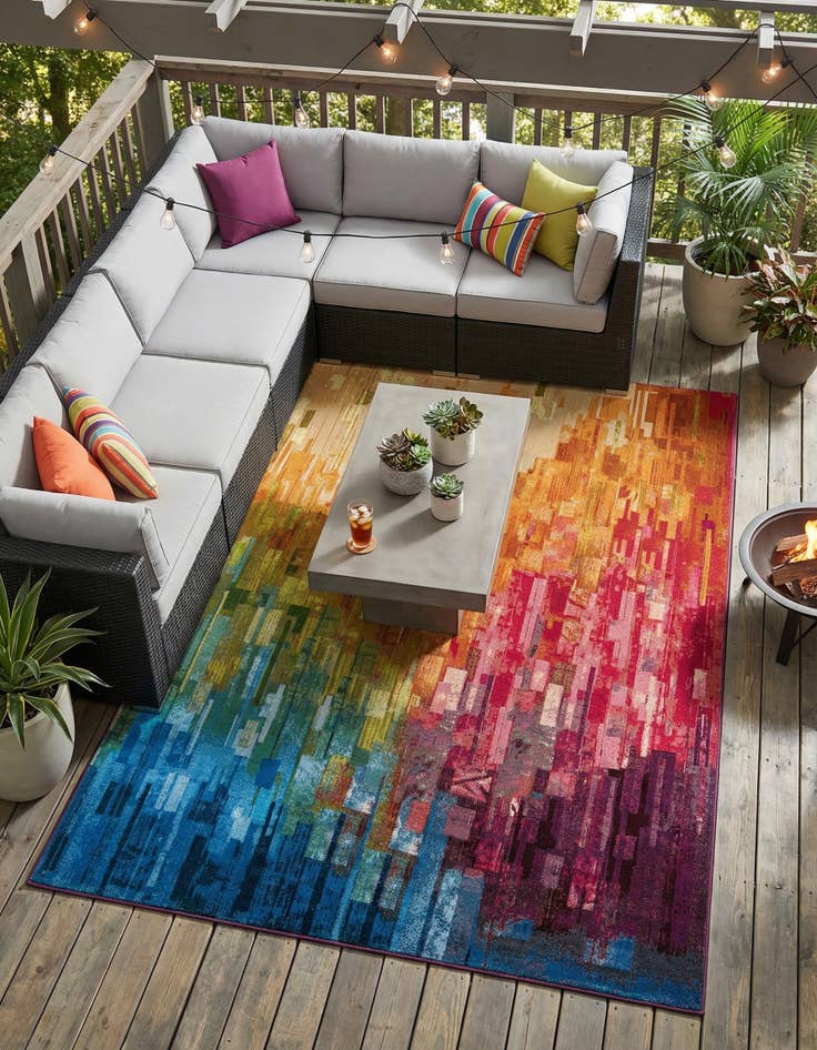 Detail image of 10' x 14'  Washable Modern Indoor / Outdoor Rug