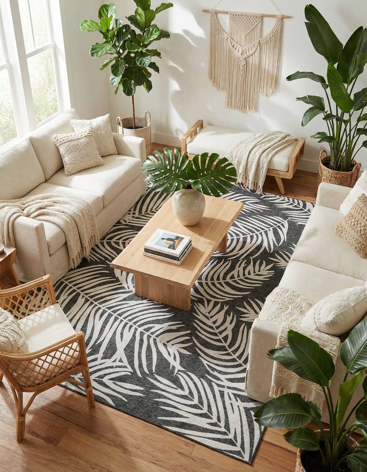 Detail image of 10' x 14'  Washable Botanical Indoor / Outdoor Rug