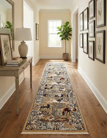 Tan Nain Design Runner Rug