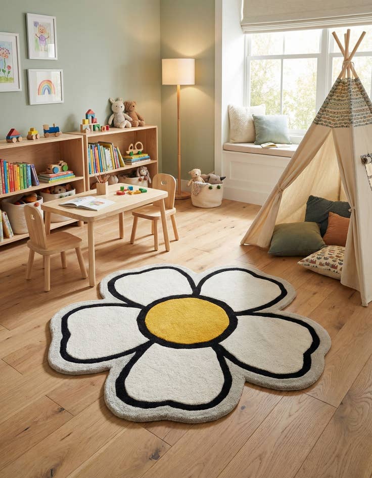 Detail image of  5' 1 x 5' 1 Playtime Kids Wool Freeform Rug