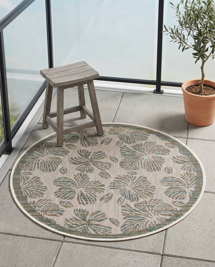 Vue détaillée : 100cm x 100cm Facile à nettoyer Baja Tapis Intérieur / Extérieur Rond