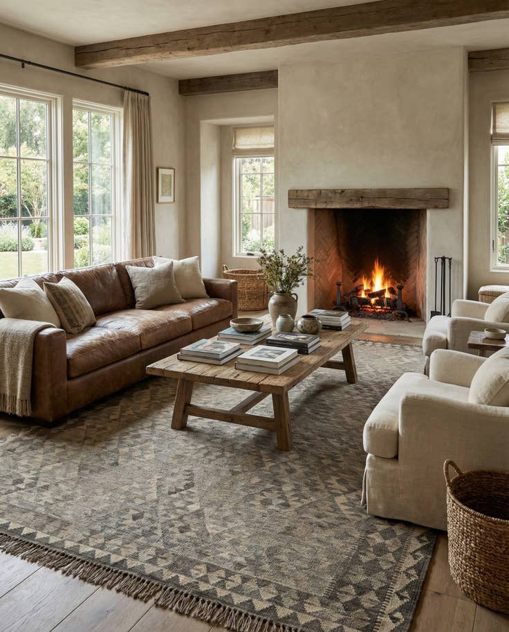 Detail image of 6' 10 x 9' 8 Hand Woven Kilim Maymana Wool Rug