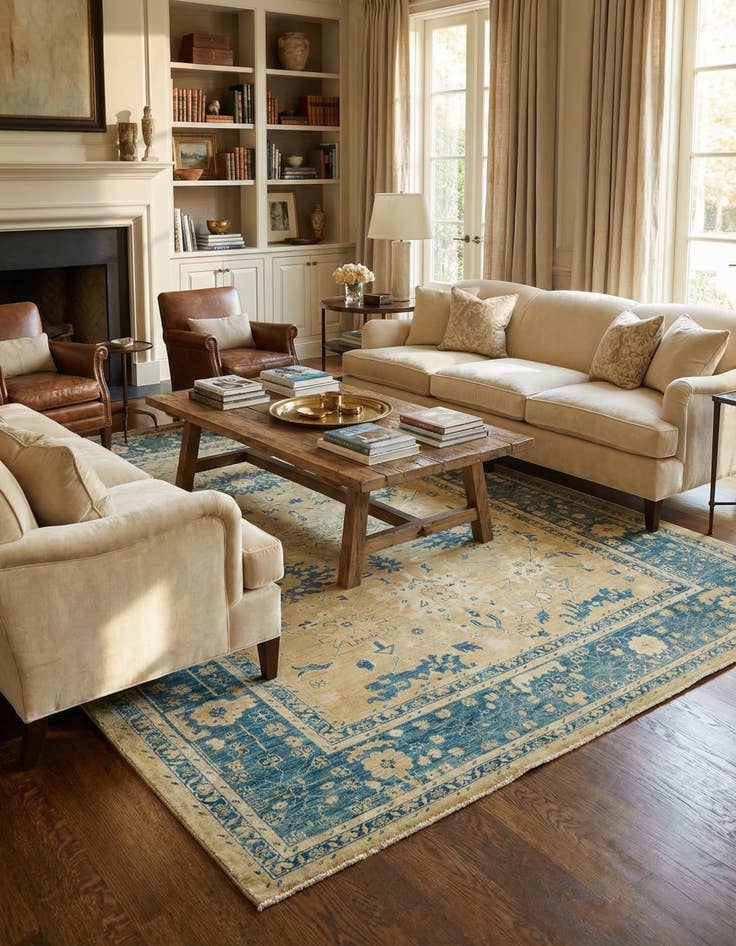 Detail image of 10' 5 x 14' 3  Hand Knotted Peshawar Ziegler Wool Rug