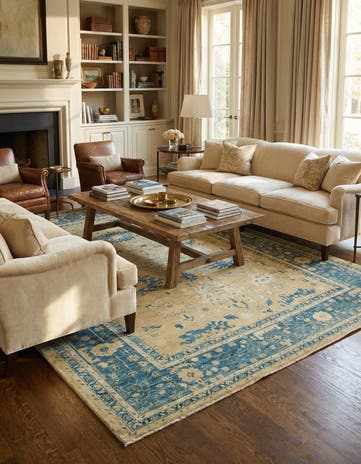 10' 5 x 14' 3 Hand Knotted Peshawar Ziegler Wool Rug