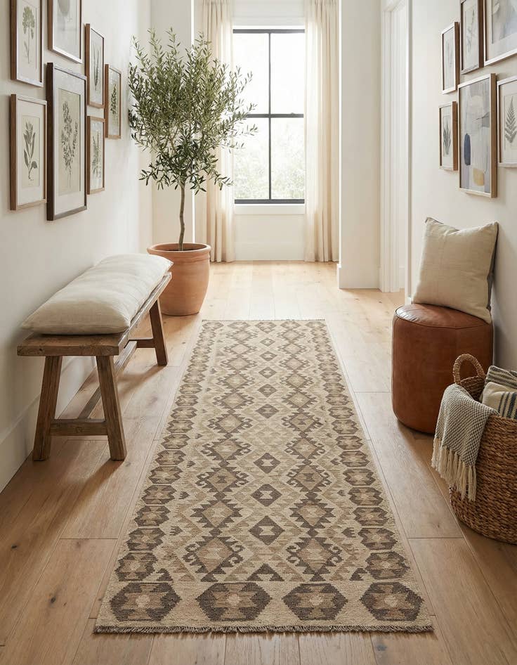 Detail image of 3' 1 x 10' 1  Hand Woven Kilim Maymana Wool Runner Rug