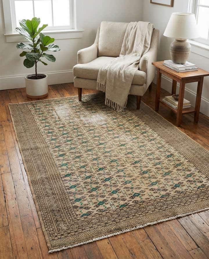 125cm x 185cm Noué main Ultra Vintage Tapis Persan Laine