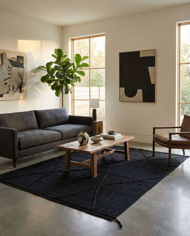 4' 4 x 5' 11 Hand Woven Kilim Modern Wool Rug