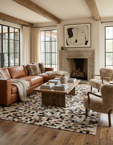 5' x 7' 10 Cowhide Leather Rug