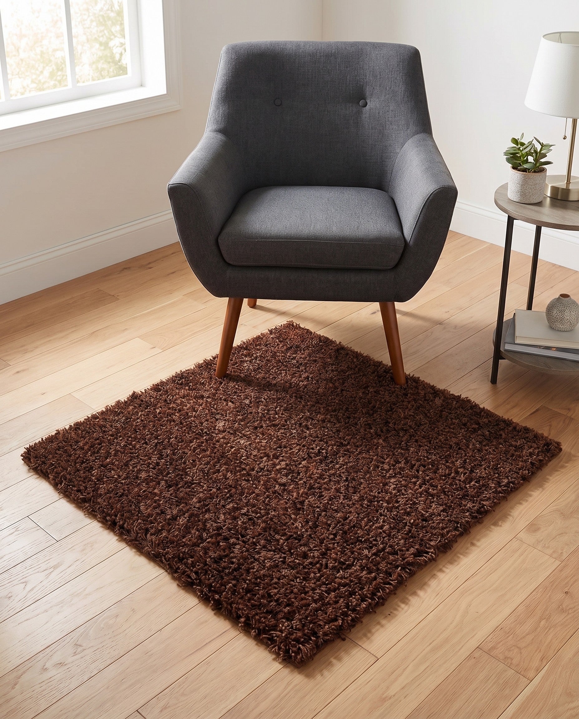 3' x 3' Solid Shag Square Rug