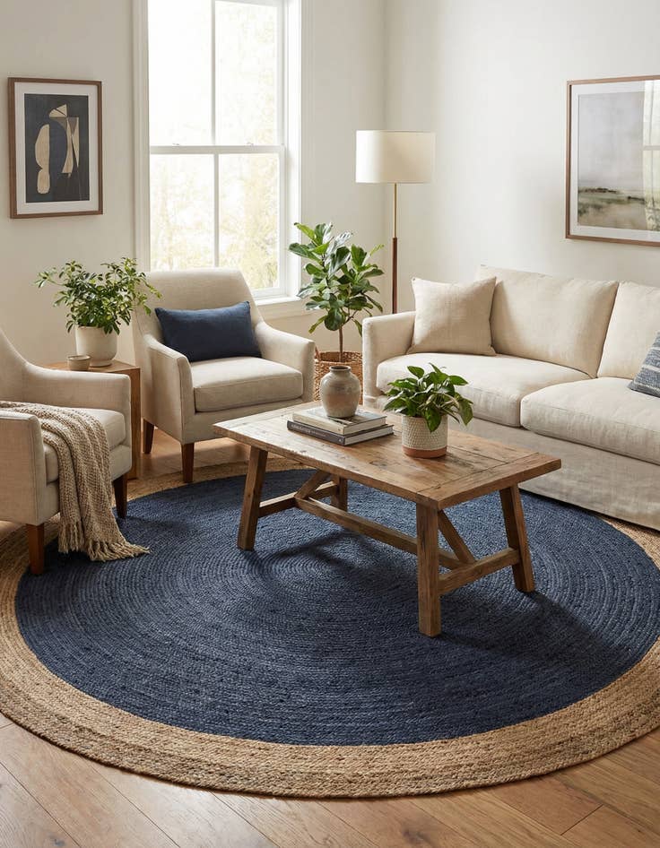 Detail image of  8' x 8'  Hand Braided Jute Round Rug