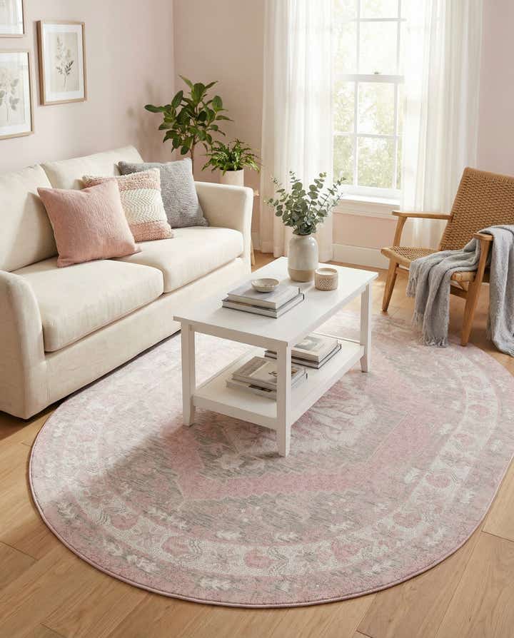 5' 3 x 8' Easy-Clean Traditional Indoor / Outdoor Oval Rug