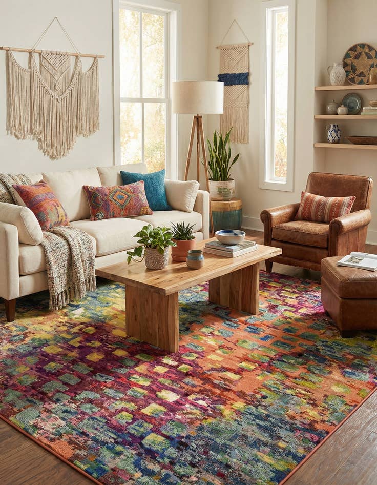 Detail image of 12' 2 x 12' 2  Washable Barcelona Square Rug