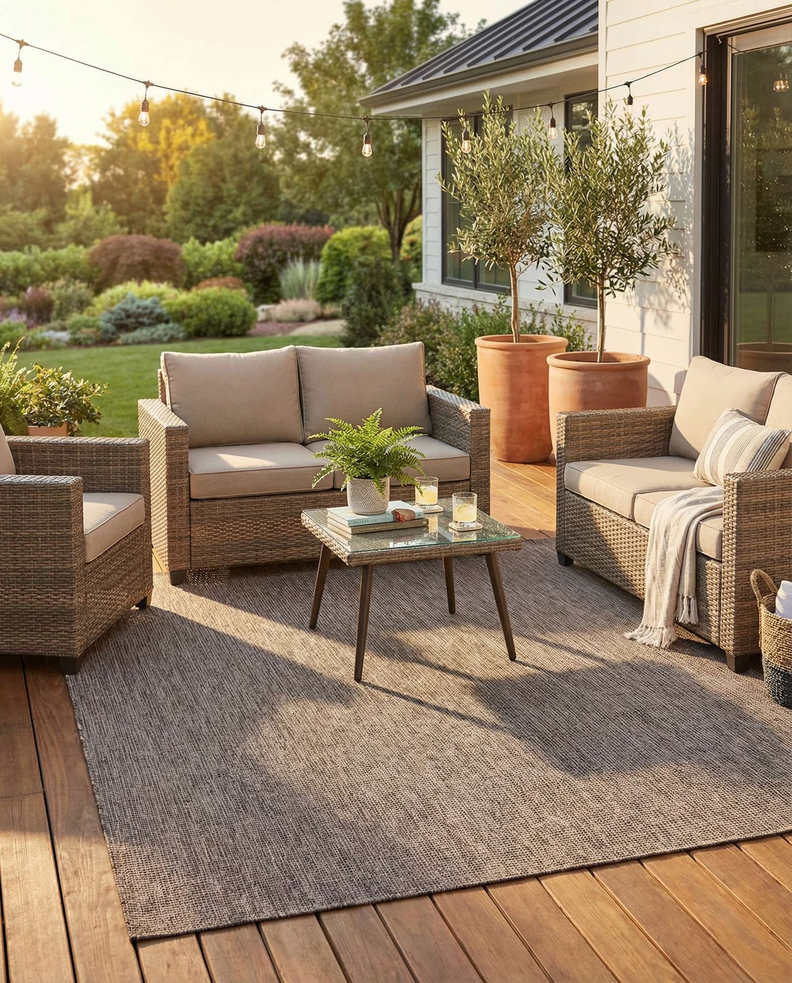 7' 10 x 7' 10 Easy-Clean Solid Indoor / Outdoor Square Rug
