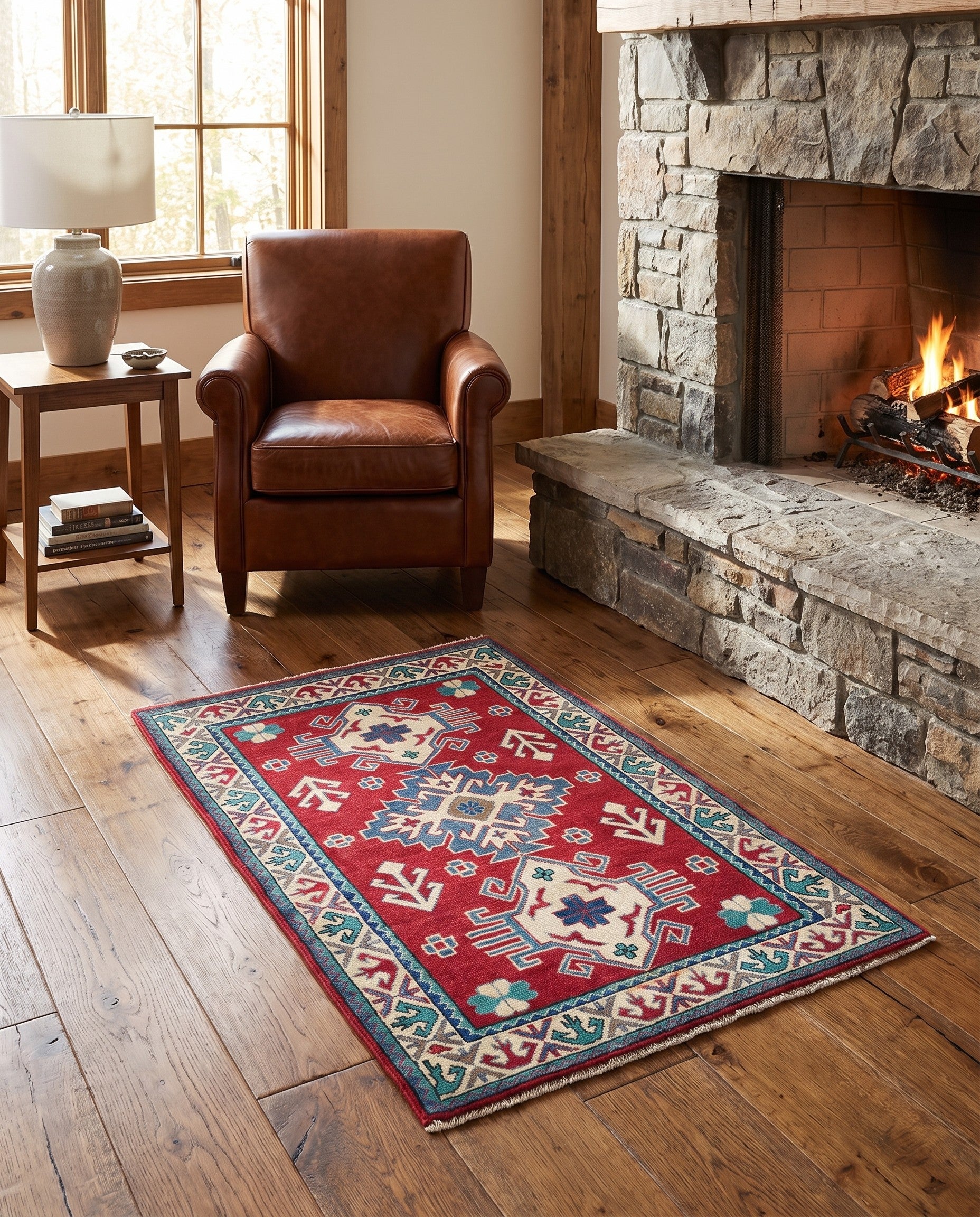 3' 4 x 5' 3 Hand Knotted Kazak Rug