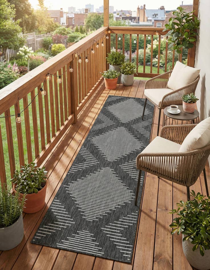 Detail image of 2' x 8'  Washable Modern Indoor / Outdoor Runner Rug