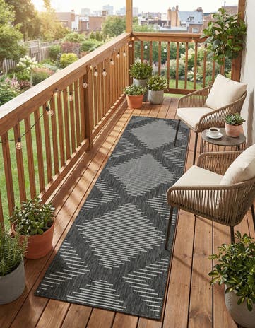 Charcoal Gray Easy-Clean Modern Indoor / Outdoor Runner Rug