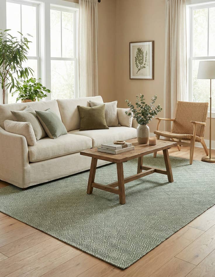 Detail image of  6' 1 x 9'  Hand Woven Geo Trellis Flatweave Rug